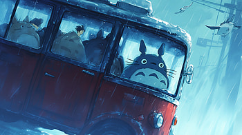 My Neighbor Totoro - Anime Winter Bus Scene, Anime, My Neighbor Totoro, Totoro (My Neighbor Totoro), bus, winter, winter anime HD wallpaper