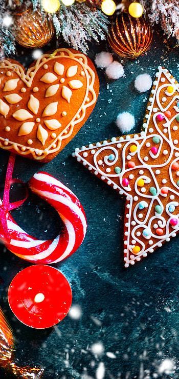 Christmas Decor, candle, cookie, berry, candy, holiday, Christmas HD phone wallpaper