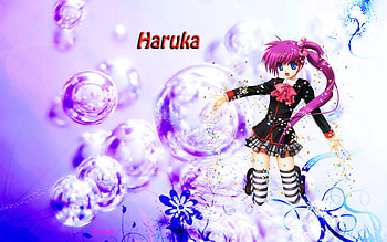 Haruka, cute, long hair, dress, 3d, abstract, cg, bubble, water, female, sexy, ribbon, hot, blue eye, girl, pink hair, anime girl, anime HD wallpaper