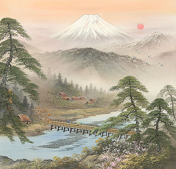 Koukei Kojima, art, drawing, nature, mountain HD wallpaper