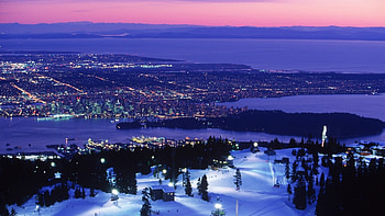 panorama of vancouver in winter, winter, city, dusk, panorama HD wallpaper