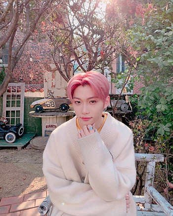felix under pink trees, kpop, stray kids, lee felix HD phone wallpaper