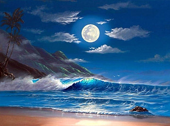 Evening Serenity, sea, beaches, attractions in dreams, paradise, creative pre-made, summer, love four seasons, clouds, nature, sky, mountains, moons HD wallpaper