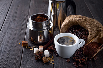Coffee still life, Sweetened beverage, Aromatic blend, Cozy indulgence HD wallpaper