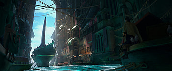 Quad Fantasy — Galleon of the Floating Bazaar, fantasy, ship HD wallpaper