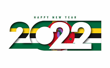 Happy New Year 2022 Dominica, white background, Dominica 2022, Dominica 2022 New Year, 2022 concepts, Dominica, Flag of Dominica HD wallpaper