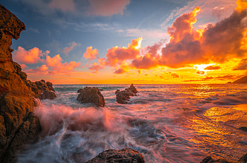 Ocean Sunset , ocean, sunset, nature, waves HD wallpaper