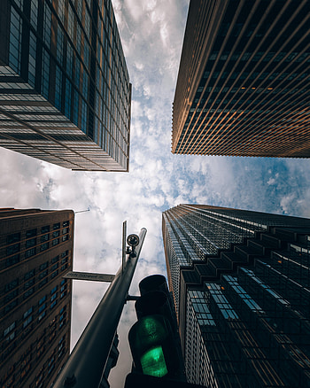 Cities, City, Building, Traffic Light, Bottom View HD phone wallpaper