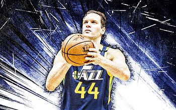 Bojan Bogdanovic, grunge art, Utah Jazz, NBA, basketball, Bojan Bogdanovic Utah Jazz, blue abstract rays, Bojan Bogdanovic HD wallpaper