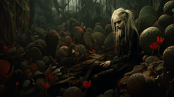 Lady Cactus, gothic, cactus, AI Art HD wallpaper