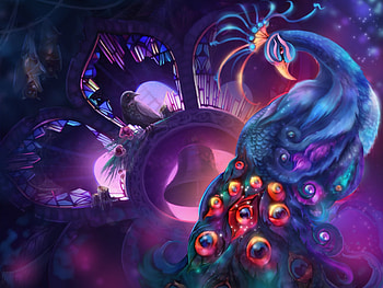 Peacock, blue, purple, pink, bird, fantasy, paun, pasari HD wallpaper