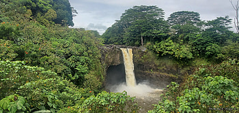 Rainbow Falls and Boiling Pots, Wailuku River (Big Island Hawaii), Hawaii, Wailuku, Trees, Water, Island, Waterfall, Sky, River, Clouds HD wallpaper
