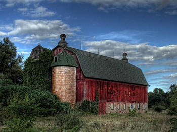 Red Barn Ivy, landscape, nature HD wallpaper