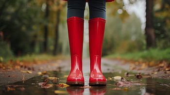 Autumn Splendor: Red Rain Boots on a Rainy Day, rain boots, Autumn HD wallpaper