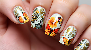 Butterfly Nail Art, woman, Summer Nails, nail art, butterfly, manicure HD wallpaper