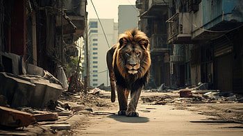 Majestic Urban Lion AI Art, AI Art, Animal, lion HD wallpaper
