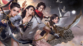 Fantasy, asian, man, mingzhu yang, game, girl, luminos HD wallpaper
