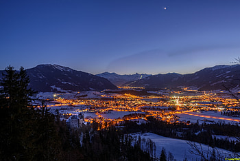 Mountains, Night, Snow, City, Lights, Dark, Snow Covered, Snowbound HD wallpaper