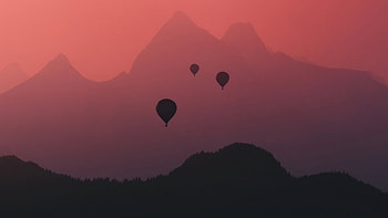 Air Ballon Evening, air-balloon, evening, silhouette, sky, graphy HD wallpaper