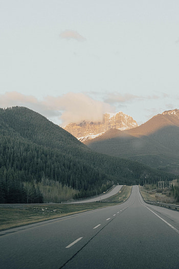 Nature, Trees, Mountains, Clouds, Road, Markup HD phone wallpaper