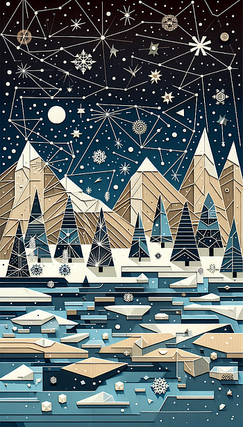 Winter Starry Night Landscape - Enchanting , winter, mountain, Stars, tree HD phone wallpaper