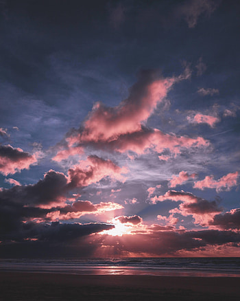Nature, Sunset, Sea, Beach, Horizon, Beams, Rays HD phone wallpaper