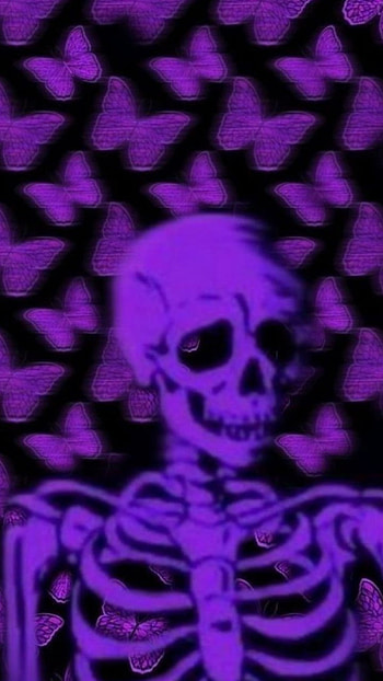 Skellys & Butterflies, purple, Skeleton, cute HD phone wallpaper