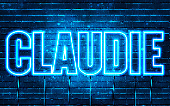 Happy Birtay Claudie, , blue neon lights, Claudie name, creative, Claudie Happy Birtay, Claudie Birtay, popular french male names, with Claudie name, Claudie HD wallpaper