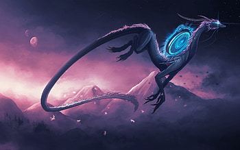 Dragon, purple, planet, fantasy HD wallpaper