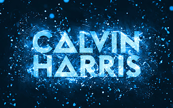 Calvin Harris blue logo, , scottish DJs, blue neon lights, creative, blue abstract background, Adam Richard Wiles, Calvin Harris logo, music stars, Calvin Harris HD wallpaper