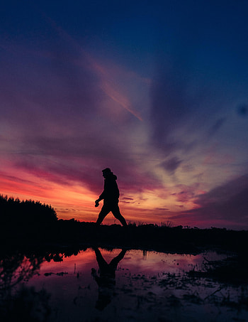 Alone, Sunset, Reflection, Dark, Silhouette, Loneliness, Lonely HD phone wallpaper
