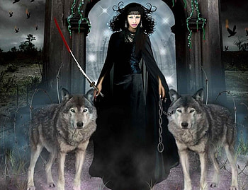 Claw And Fang, guardians, sword, wolves, fantasy, companions, woman HD wallpaper