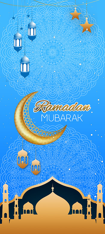 Ramadan Mubarak, ramadan_2022, aqua, crescent, moon, Muslim HD phone wallpaper