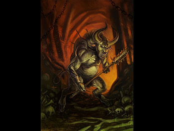 Minotaur, creature, fantasy, dark HD wallpaper