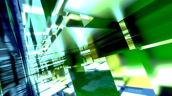 3d Green and Blue Reflective Tunnels, green, glass, mirror, Blender 3D, CGI, Abstract, 3D, abstract green, Abstract glass HD wallpaper
