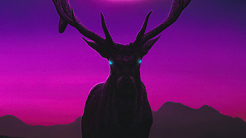 Reindeer From Another Planet, reindeer, animals, artist, artwork, digital-art, pink HD wallpaper