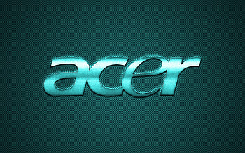 Acer logo, Turquoise carbon background, Metal logo, Acer HD wallpaper