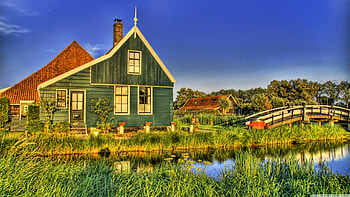 Netherlands, Farmhouse , Countryside, Nature HD wallpaper