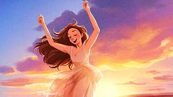Sunset Dance , dancing, artist, artwork, digital-art, artstation HD wallpaper