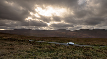 Auto, Mountains, Clouds, Cars, Road, Traffic, Movement HD wallpaper