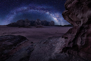 Dark Galaxy Stars Landsacpe Night , stars, landscape, night, nature, galaxy, rocks HD wallpaper