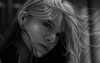 Pretty Girl Painting, girl, beautiful, beauty, woman, painting, pretty, drawing, black and white, face, female HD wallpaper