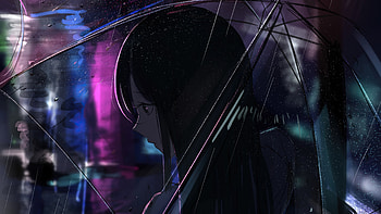 Anime Girl Transparent Umbrella Rain , anime-girl, anime, artist, artwork, digital-art, umbrella HD wallpaper