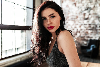Red lips, beautiful, woman model HD wallpaper