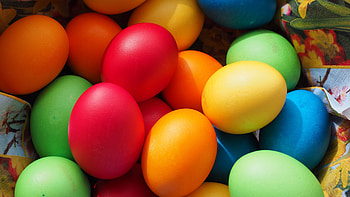 Colorful egg decorations, Festive Easter ambiance, Celebratory vibes, Joyful decorations HD wallpaper