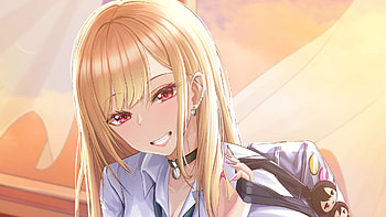 Red Eyes Brown Hair Marin Kitagawa With White Shirt My Dress-Up Darling HD wallpaper