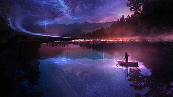 Night, Art, Rivers, Boat, Loneliness HD wallpaper