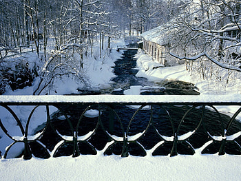 Winter, Nature, Rivers, Patterns, Bridge, Handrail, Railings HD wallpaper