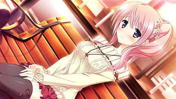 Komine Manami, blouse, sublime, cute, long hair, dress, beauty, nice, lady, maiden, angelic, adorable, female, bench, sweet, girl, beautiful, pink hair, kawaii, anime girl, anime, pretty, blushing, blush, lovely HD wallpaper
