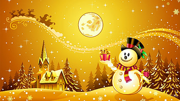 Navidad Tag - Reindeer Claus Holiday Snow Golden Nick Navidad Gold Christmas Snowman Moon Full Santa HD wallpaper
